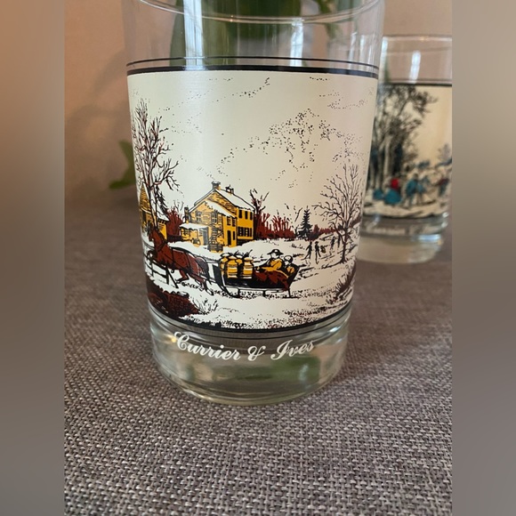 Vintage 1981 - Arby’s Collectors Series - Currier & Ives - Set of 3 Glasses - Picture 2 of 8